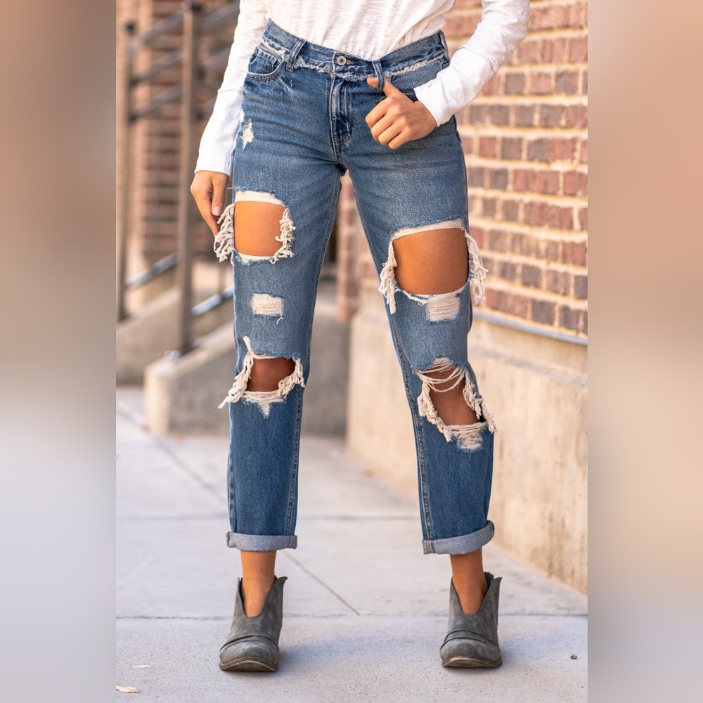 KanCan Mid Rise Xtra rip jeans